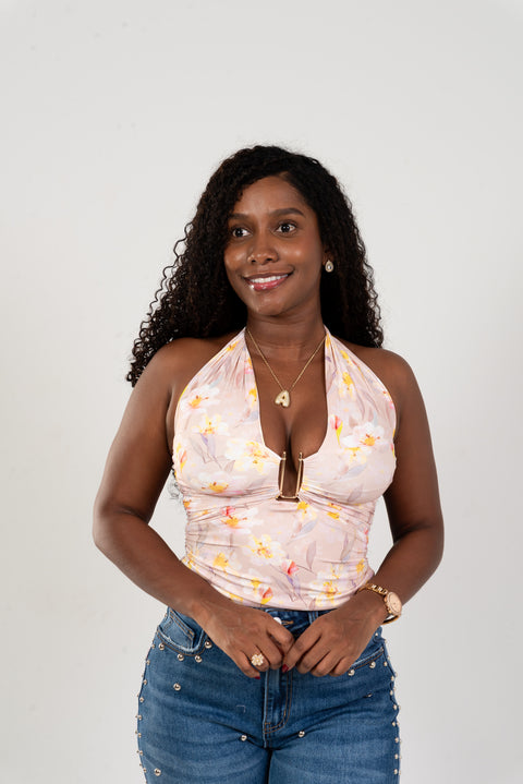 Blusa floral drapeado
