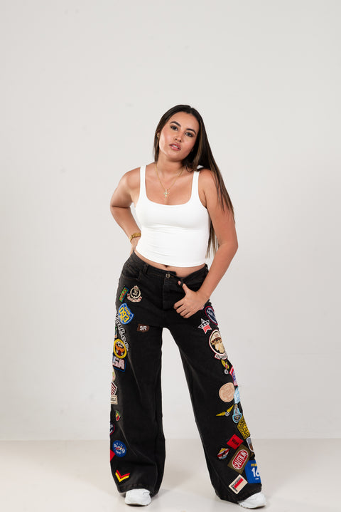 Top básico blanco de tiras