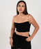 Conjunto elegante negro top y falda cintura alta