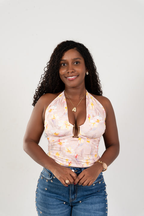 Blusa floral drapeado