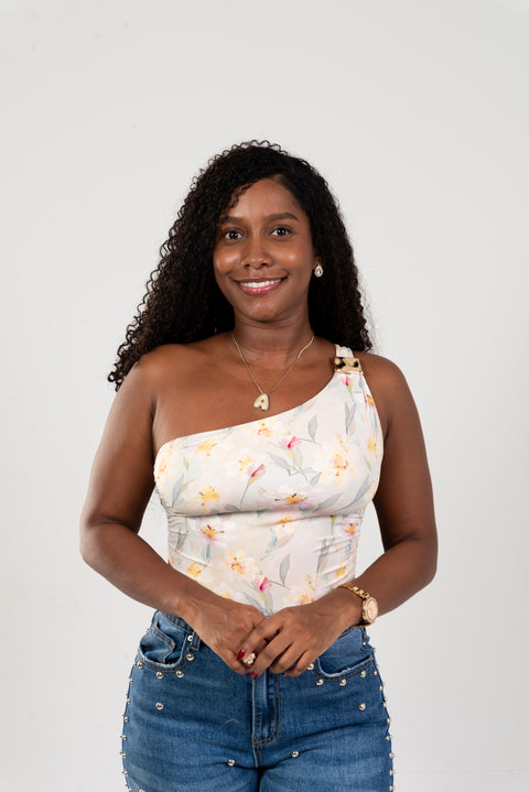 Body floral de un hombro