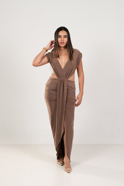Vestido de espalda descubierta en tela elástica