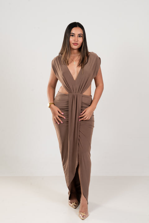Vestido de espalda descubierta en tela elástica