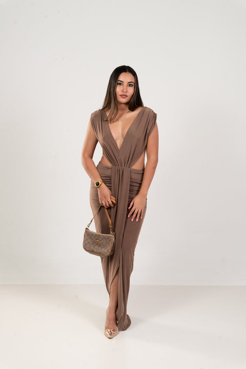 Vestido de espalda descubierta en tela elástica