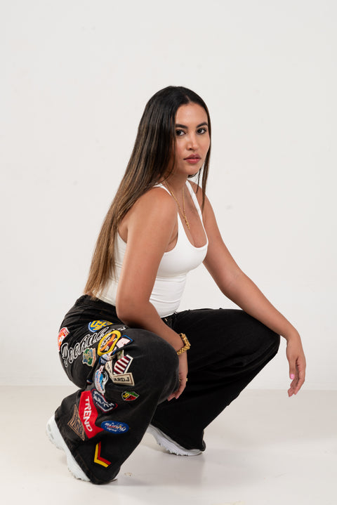 Jean wide leg parches urban