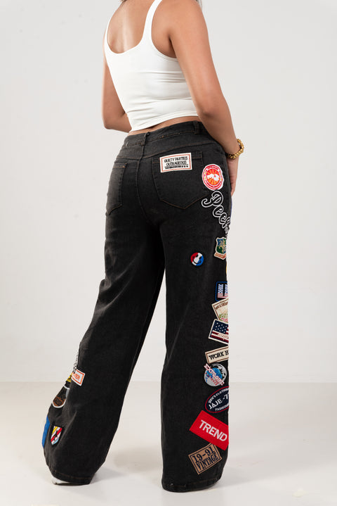 Jean wide leg parches urban