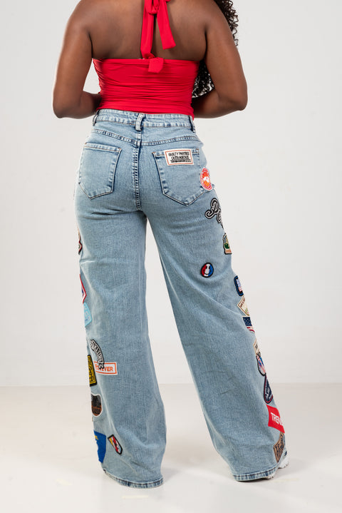 Jean wide leg parches urban