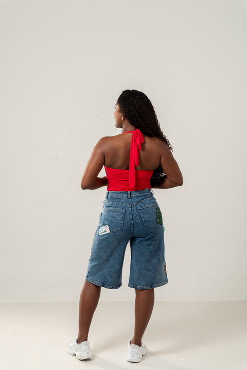 Jorts denim parches urban