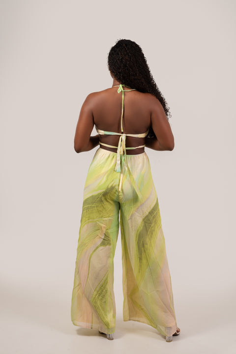 Enterizo halter con aro dorado