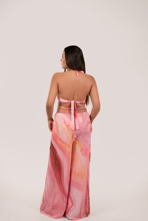 Enterizo halter con aro dorado