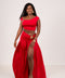 Conjunto off shoulder maxi – top + falda larga