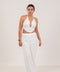 Conjunto elegante blanco marfil pantalón y top