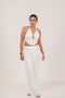 Conjunto elegante blanco marfil pantalón y top