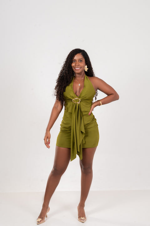 Vestido halter draped